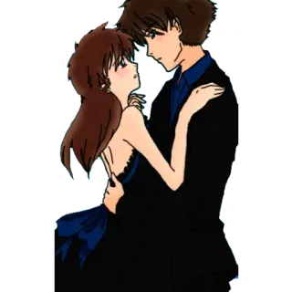 🖤 Anime, Couple, Romance, Amour, Dessin animé, Relation telegram sticker