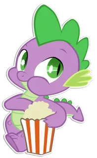 🍿 Spike My Little Pony Spike, My Little Pony, cartoon, dragon, popcorn, cute telegram sticker
