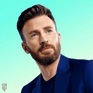 🇺🇸 Chris Evans 배우, 인물 사진, 유명인, 남자, 파란색 정장, 크리스 에반스 telegram sticker
