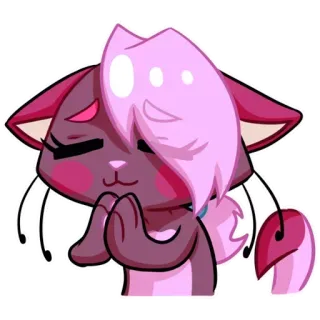 🙏 кот, мультик, милый, каваий, розовый, животное whatsapp sticker