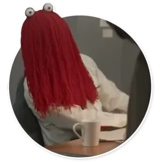 🤨 Red Guy Don't Hug Me I'm Scared パペット, 赤, ギョロ目, シュール, テレビ番組, 不気味, Don't Hug Me I'm Scared telegram sticker
