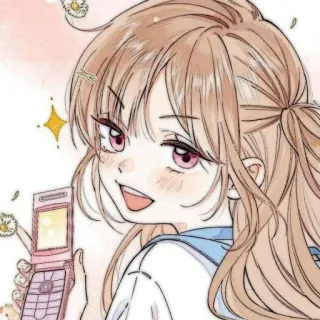🧸 Anime, Mignon, Fille, Dessin animé, Téléphone à clapet, Art numérique telegram sticker