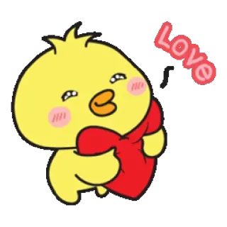 ❤️ Love duckling, cartoon, cute, love, heart, yellow telegram sticker
