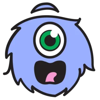 😮 Monstruo, Un ojo, Dibujos animados, Lindo, Esponjoso, Azul telegram sticker