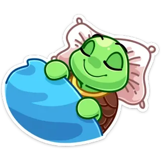 😴 turtle, sleeping, animal, cartoon, pillow whatsapp sticker