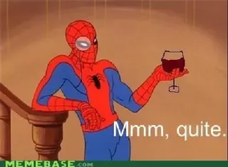 🍷 Spider-Man Mmm, quite. spider-man, marvel, wine, meme, quite telegram sticker