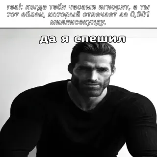 🙂‍↕️ real: когда тебя часами игнорят, а ты
тот еблан, который отвечает за 0,001
миллисекунду.
да я спешил telegram sticker