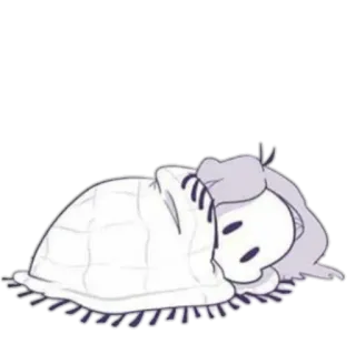😐 sleeping, cute, blanket, cartoon, cozy, relaxed telegram sticker