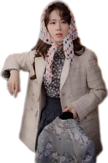 🧥 женщина, платок, пальто, мода, портрет, корейский telegram sticker