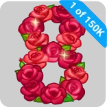 🎁 1 of 150K เลข 8, ดอกกุหลาบ, ลายดอกไม้, สีแดง, สีชมพู, รุ่นลิมิเต็ด telegram sticker