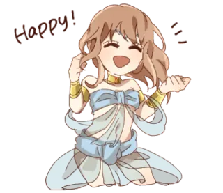 👩 Happy! Anime, Fröhlich, Niedlich, Cartoon, Chibi telegram sticker