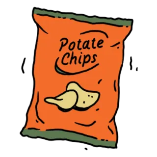 🥔 Potate Chips batatas fritas, chips, snack, comida, chips telegram sticker