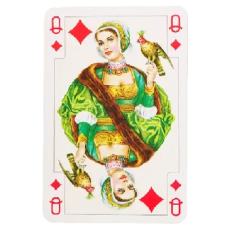 ♦️ Königin, Spielkarte, Karo, Kartenspiel, Frau, Vogel, königlich whatsapp sticker
