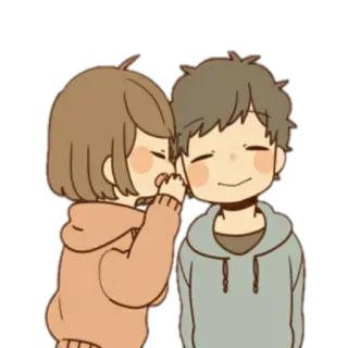 😃 cartone animato, coppia, amore, abbraccio, amicizia, anime telegram sticker