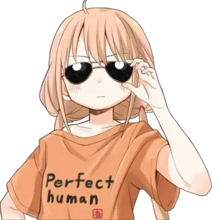 😎 Perfect human Anime, Ragazza, Occhiali da sole, Perfetto, Umano, Carino, Cartone animato telegram sticker