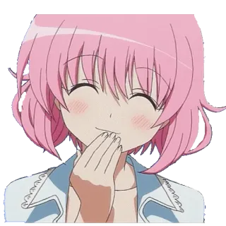 😊 anime, pink hair, smiling, cute, cartoon telegram sticker