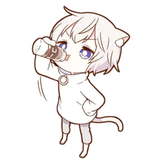 🧃 Chibi, Katze, Süß, Trinken, Anime, Manga whatsapp sticker