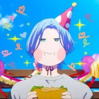 🎂 Anime, Compleanno, Cappello da festa, Carino, Celebrazione whatsapp sticker