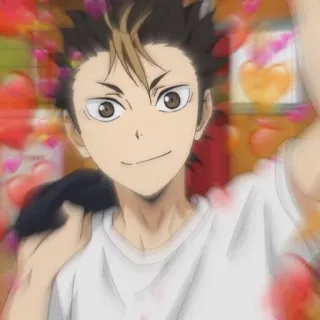 🧡 Nishinoya Yuu Haikyuu!! anime, haikyuu, nishinoya, yuu, hearts telegram sticker