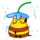 😔 เศร้า, การ์ตูน, ผึ้ง, ดอกไม้, น่ารัก, สีเหลือง, สัตว์ whatsapp sticker