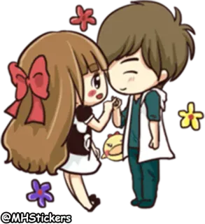 👫 pareja, amor, lindo, dibujos animados, romántico whatsapp sticker