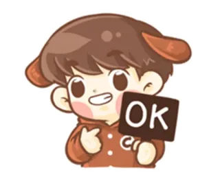 ⭕ OK okay, agreement, positive, cute, cartoon, thumbs up telegram sticker