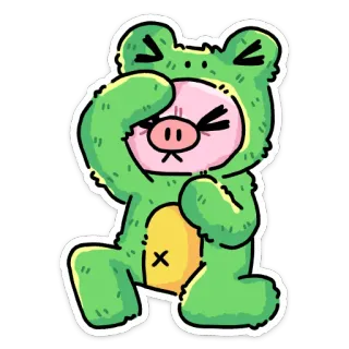 🤦‍♀️ 青蛙, 生气, 猪, 贴纸, 卡通 telegram sticker