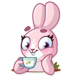 ☕ conejo, té, lindo, dibujos animados telegram sticker