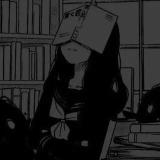 🎡 fille anime, uniforme scolaire, livre, fatigué(e), étude, manga, bibliothèque telegram sticker