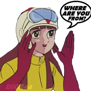 🏳️ WHERE ARE YOU FROM? Аниме, Вопрос, Откуда ты, Шлем, Мультфильм, Речевой пузырь whatsapp sticker