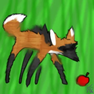 🍎 volpe, mela, animale, erba, disegno, cartone animato telegram sticker