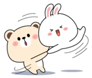 😉 ours, lapin, dessin animé, mignon, drôle, personnages, autocollant whatsapp sticker