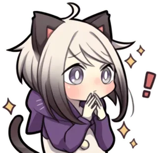 😍 Anime, Fille chat, Kawaii, Autocollant, Mignon, Paillettes, Rougeur whatsapp sticker