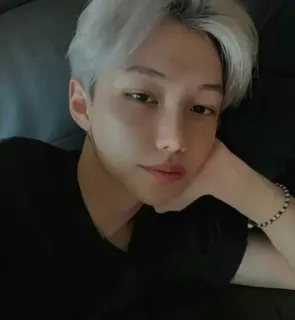😏 man, kpop, portrait, male, silver hair, asian telegram sticker