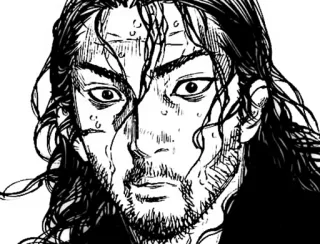 ⚔ Miyamoto Musashi Vagabond Samurái, Manga, Guerrero, Japón, Espada whatsapp sticker