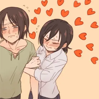 ❤️ Mikasa Ackerman Attack on Titan Anime, Fanart, Corações, Amor, Envergonhado/a telegram sticker