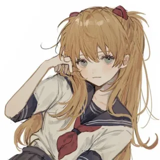 💗 Asuka Langley Sohryu Neon Genesis Evangelion アニメ, マンガ, キャラクター, 女の子, 制服, イラスト, ファンアート whatsapp sticker