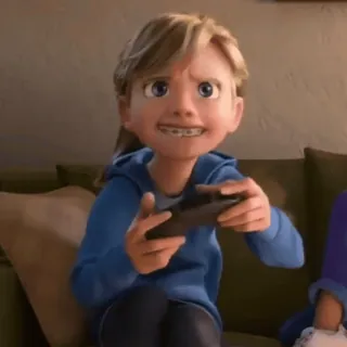 🎮 Riley Anderson Inside Out Riley, Inside Out, playing, controller, gaming, cartoon telegram sticker
