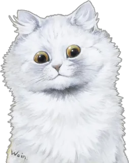 🙂 Wain chat, animal, blanc, doux, animal de compagnie, mignon telegram sticker