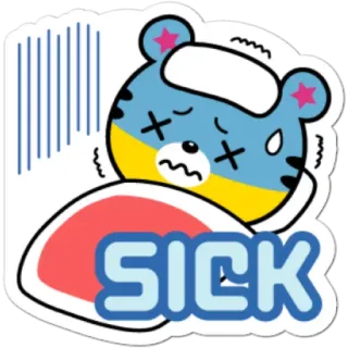 🤒 SICK malato, triste, malato, raffreddore, mal di testa telegram sticker