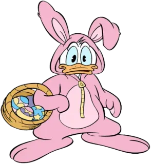 🥨 Donald Duck donald duck, pasqua, coniglio, cartone animato, disney, uova di pasqua, costume da coniglio whatsapp sticker