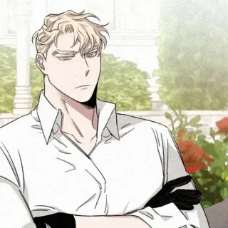 🥂 mężczyzna, ilustracja, anime, blond, rękawiczki, sztuka, postać telegram sticker