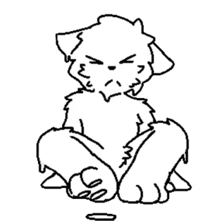 🖤 animal, peludo, sentado, branco, zangado telegram sticker