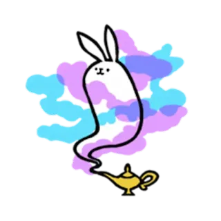 🚬 lapin, lapinou, génie, lampe magique, fantaisie, dessin animé whatsapp sticker
