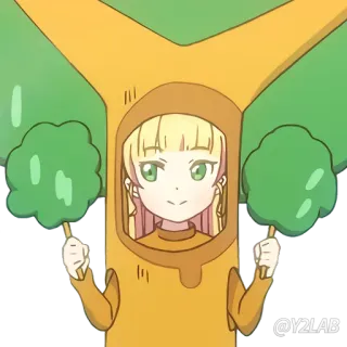 🌳 @Y2LAB мультфильм, дерево, костюм, иллюстрация, персонаж whatsapp sticker