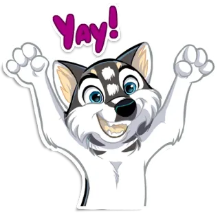 😄 Yay! cão, filhote, oba, celebração, animado, desenho animado telegram sticker