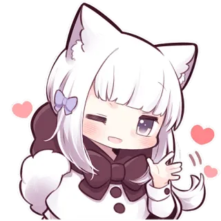 😉 милый, аниме, чиби, каваи, девушка, стикер, сердечки telegram sticker