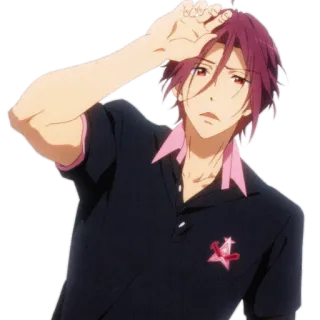 😟 Rin Matsuoka Free! Anime, Mangá, Personagem, Desenho animado, Retrato, Arte, Ilustração whatsapp sticker