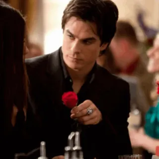 🖤 Damon Salvatore The Vampire Diaries Vampir, Mawar, Romantis, Acara TV, Supranatural telegram sticker