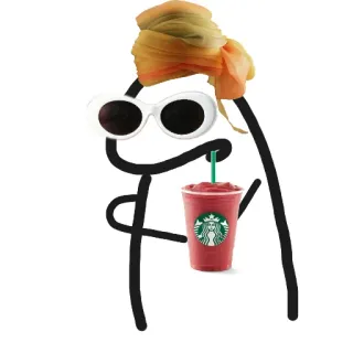 🥤 stick figure, sunglasses, starbucks, drink, smoothie whatsapp sticker